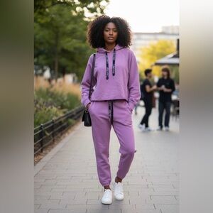 Calvin Klein Pink Women's Hoodie and Pants Set purple color